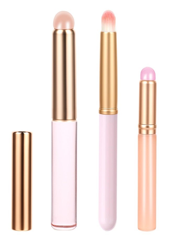 Aeaocvo 3 Pcs Silicone Lip Brush Reusable Lip Makeup Applicator Round Head Lip Brushes Applicator with Cover, Multifunctional Makeup Brush Beauty Tool for Lipstick Lip Gloss Balm Mask Concealer Eyeshadow - Image 1